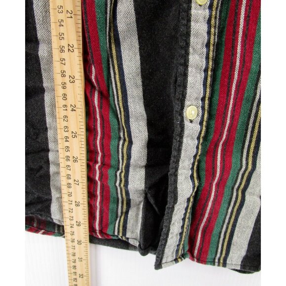VINTAGE Ralph Lauren Chaps Shirt Large Red Flannel Button Up Striped - Picture 5 of 11